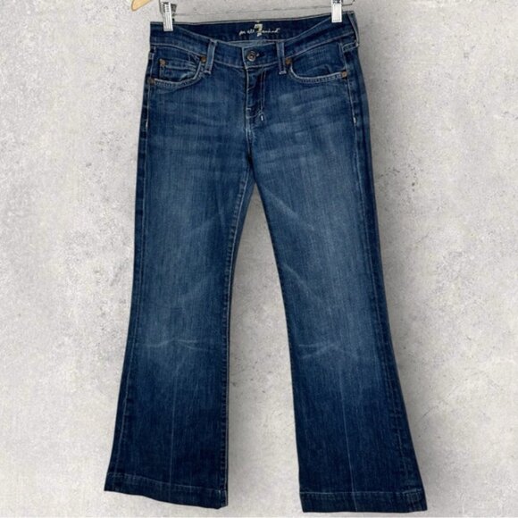 7 For All Mankind Dojo Jeans White Embroidered Pockets Womens Size 26 Denim Boho - Picture 2 of 14